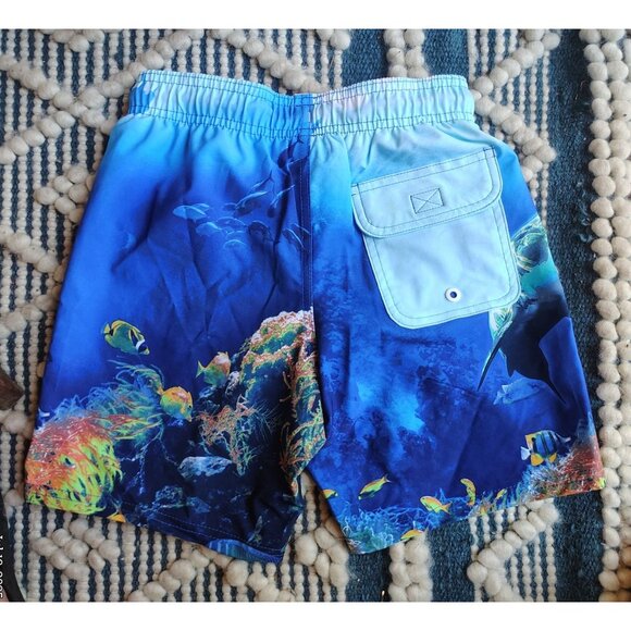 Boys Blue Rash Gaurd and Shark Swim Trunks Set 8 - Bathing suit Ocean Beach Pool - Picture 3 of 7